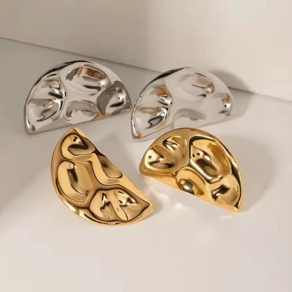 Silver Bean Stainless Steel Waterproof Earrings - Picture 4 of 6